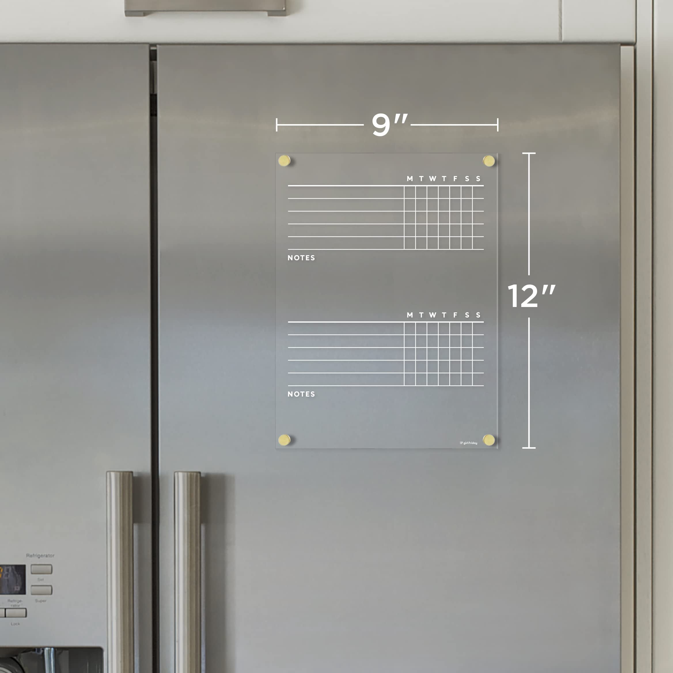 Fridge Chore Chart for , Magnetic Acrylic Dry Erase Board, Wet Erase Marker Included, Home Organization Tool, Silver Magnets