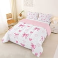 thumbnail image 2 of Erosebridal Girls Bow-Tie Full Size Comforter Sets, Kawaii Love Hearts Bedding Sets, White Pink, Pink Reversible, 1 Comforter and 2 Pillowcases, 2 of 6