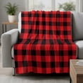 thumbnail image 2 of Red Black Buffalo Plaid Throw Blanket for Couch, Soft Lightweight Flannel Fleece Blanket, Black Red Checkered Microfiber Plush All Season Decorative Blankets Gifts for Sofa Office Lap 30"x40", 2 of 9