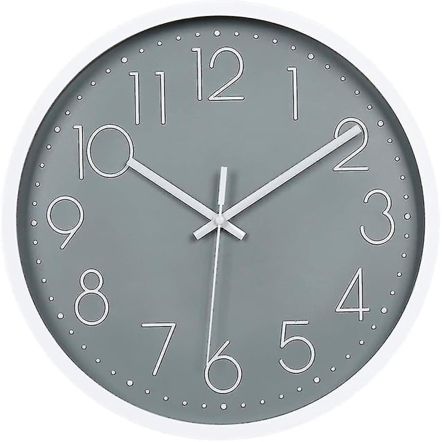Reloj de pared moderno de 12 ", péndulo de pared silencioso para cocina, sala de estar, dormitorio, gris (hy)