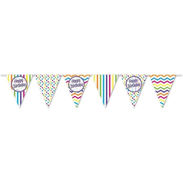Creative Party - Pancarta Diseño Estampada Feliz Cumpleaños (Multicolor)