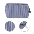 thumbnail image 4 of Unique Bargains 1 Pc Striped Pattern Makeup Bag for Travel Navy Blue Seersucker, 4 of 6