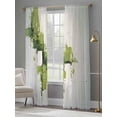 thumbnail image 4 of Abstract Watercolor Sheer Curtains 108 Inches Long 2 Panels White Green Ornamental Theme Light Filtering Semi Sheer Window Curtains Drapes for Bedroom Living Room 52"x108", 4 of 7