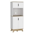 thumbnail image 1 of FM FURNITURE Armoire à Micro-Ondes en Bois Manufacturé à 2 Portes, Blanc, 1 of 7