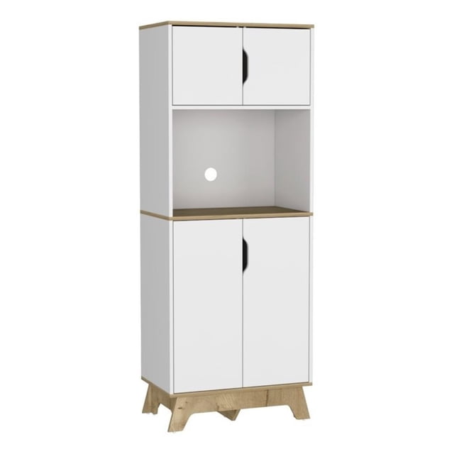 FM FURNITURE Armoire à Micro-Ondes en Bois Manufacturé à 2 Portes, Blanc
