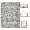 thumbnail image 5 of SIXHOME 9'x12' Washable Area Rug for Living Room Vintage Medallion Distressed Carpet Soft Low Pile Large Rug for Bedroom Dining Room Office Retro Indoor Home Decor Blue and Gray, 5 of 6