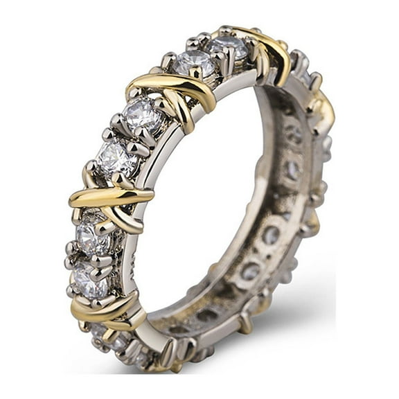 Todaioua Elegant Full Diamond Ring with Color Separation, Stylish Couple Band for Weddings or Daily Wear, Exquisite Design and Comfortable Fit A