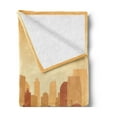 thumbnail image 2 of San Diego Soft Flannel Fleece Throw Blanket, City Skyline Silhouette Buildings and Sailing Ship Modern Design, Cozy Plush for Indoor and Outdoor Use, 50" x 70", Pale Orange Cinnamon, by Ambesonne, 2 of 5