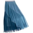 thumbnail image 2 of ClodeEU Women's Color Block Tulle High Waisted A Line Pleated Midi Skirt ,Flowy Slim Casual Skirt Blue,Womens Plus Free Size, 2 of 8