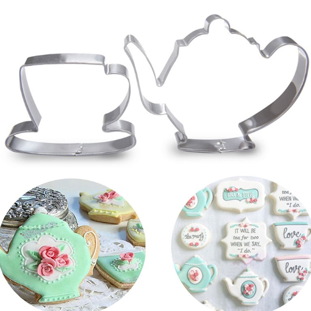 Cheers 2Pcs Teapot Tea Cup Set Cookie Cutter Stainless Steel Fondant