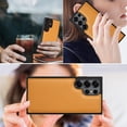 thumbnail image 5 of Magnetic For Samsung Galaxy S24 Ultra Phone Case,Compatible With Wireless Charging,Lychee Pattern PU Leather Back,Shockproof PC + TPU Hybrid Anti-fall Drop Protection,Rugged Thin Phone Case,Orange, 5 of 7