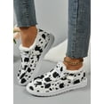 thumbnail image 5 of Women‘s Fashionable Color Block Fluffy Lined Casual Sneakers  Cow Print Fleece Warm Flat Shoes, 5 of 6