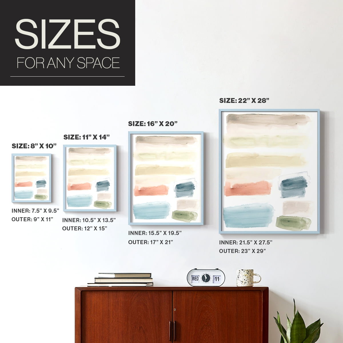 Watercolor Swatches II Framed Print in Blue Solid Wood 11 x 14 Framed Print