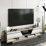 Aspatria 63" Wide Modern Engineered Wood TV Stand, Melamine White & Cordoba
