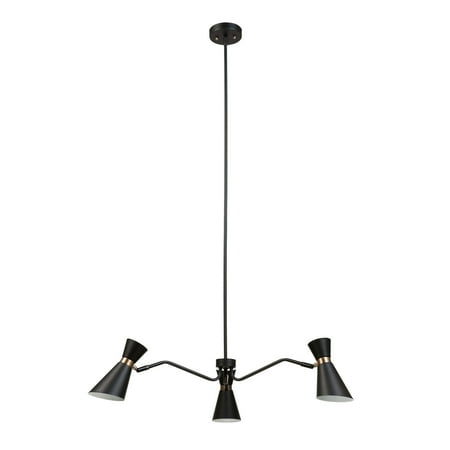 - Globe Electric Belmont 3-Light Black and Gold Chandelier, 65854