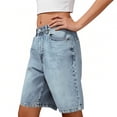 thumbnail image 2 of PBFRDSJ Jean Shorts Womens Mid Rise Stretchy Vintage Denim Shorts Summer Y2K Wide Leg Jorts with Pockets, 2 of 5
