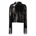 thumbnail image 4 of Tiweut Jackets for Womens Fringe Disco Theme Fashion Sequins Tassel Long Sleeve Party Gown Outwear Tops Black,One Size, 4 of 6