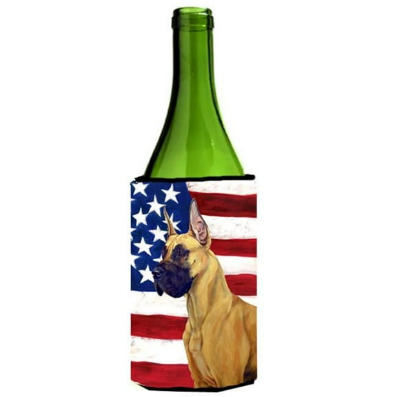USA American Flag With Great Dane Wine bottle sleeve Hugger - 24 oz.