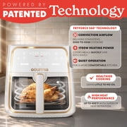Gourmia 8 Qt Air Fryer, 8 Presets with Digital Display, FryForce 360° Technology, Easy View Window & Interior Light, Dishwasher Safe Basket, White