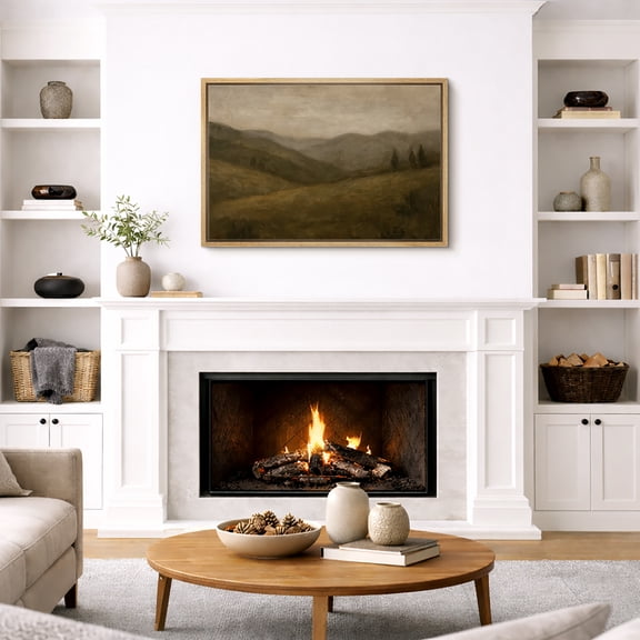 Framed Canvas Print Vintage Countryside Landscape Wall Art Modern Farmhouse Decorative for Living Room Bedroom - 16"x24" NATURAL