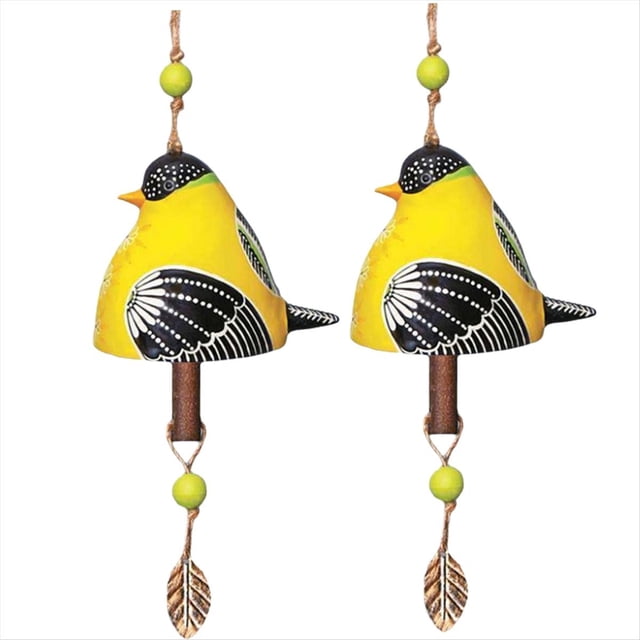 Campana Colgante de Canto de Pájaro Gorrión Dorado, Carillón de Viento Campestre, Colgante de Carillón de Viento Artesanal de Resina, Decoración del Hogar del Patio