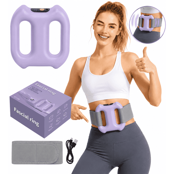 Fascia Ring Massager, Multifunctional Full-Body Massager with Adjustable Strap, 3 Modes & 6 Intensities, Hands-Free Electric Massager for Belly, Back, Legs, Waist