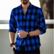 thumbnail image 1 of Cárdigan de solapa con estampado de cuadros para hombre, ropa informal de moda para uso diario, camiseta de manga larga para fiesta de calle para hombre, superventas, 1 of 6
