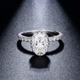 thumbnail image 3 of 2.5 Carat Moissanite Rings for Women D Color VVS1 925 Sterling Silver Oval Cut Moissanite Promise Ring Simulated Diamond Engagement Ring Lab Created Diamond Wedding Ring with Certificate, 3 of 6
