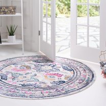 Unique Loom Budapest Collection Area Rug - Semmelweis (3' 7" Round Multi/Blue)
