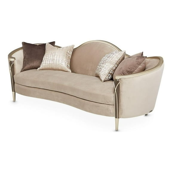 Michael Amini Villa Cherie Velvet Sofa in Porcini/Hazelnut Brown