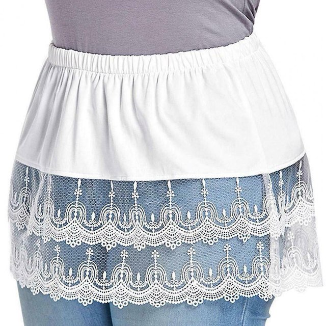Minifalda enagua corta para mujer, extensor de camisa, encaje, costura hueca, suéter ShuxiuWang 8390605871344