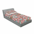 thumbnail image 3 of Floral Bedding Set with Sheet & Covers, Vibrant Bunch of Various Flower Petals Florets Shabby Form Illustration, Printed Bedroom Decor 2 Shams, 4 Sizes, Pink Brown and Teal, by Ambesonne, 3 of 3
