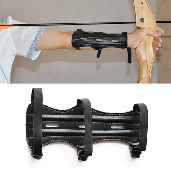 Manwang 2 Pack Archery Arm Guard, Archery Bracer/Archery Cowhide Leather Forearm Protector w/Bow Range with 3-Strap Buckles, Arm Guard for Archer Hunter