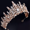 thumbnail image 3 of COCIDE Tiara y corona de oro rosa para mujer, coronas de reina de cristal, tiaras de princesa con diamantes de imitación para niña, novia, accesorios para el cabello de boda, fiesta de cumpleaños, gra, 3 of 4