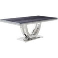 thumbnail image 1 of ACME Cambrie Dining Table in Faux Marble and Mirrored Silver Finish, 1 of 1