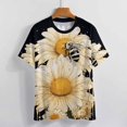 thumbnail image 4 of Bee And Flowers T-Shirt O Neck Retro Print Big Size T-Shirts Short Sleeve Tees Womens Pretty Design, 4 of 5