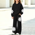 thumbnail image 3 of Auroural Fall and Winter Clothes for Toddler Girls 2T-3T Girls Floral Print Hoodie Outfit Long Sleeve Hooded Sweatshirt Wide Leg Pants 2 Piece Casual Tracksuit Set for Kids, 3 of 8