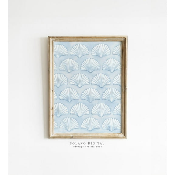 Sea Shells Print Pastel Blue Vintage Coastal Granddaughter Aesthetic Coastal Cowgirl Poster Dorm Room Trendy Wall Art Wall Art, Modern Wall Decor, 8x12 UNFRAMED