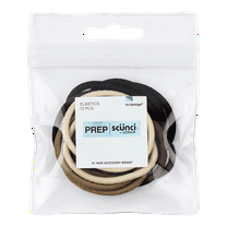 Scunci Prep No Damage Hair Elastics, Assorted Colors, 12-Count with Pouch