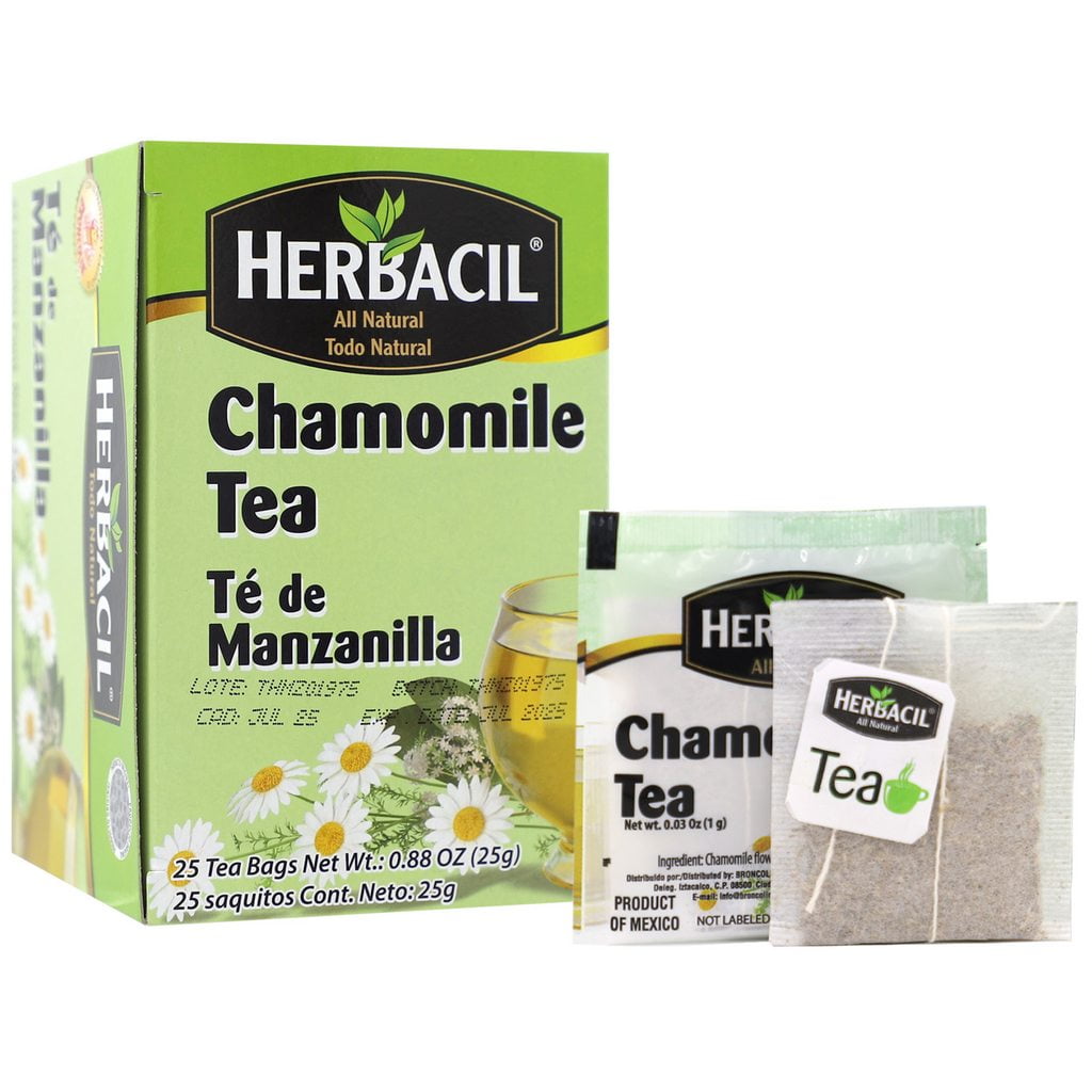Herbacil Chamomile Tea, Caffeine-Free Herbal Infusion, 25 Tea Bags