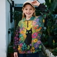 thumbnail image 2 of Uorisanigo Girls Half Zip Sweatshirt Oversized School Drop Shoulder Pullover Top Fall Fashion Outfits Clothes Floral Black Cat Long Sleeve Workout Shirts Quarter-Zip Pullover Jacket, 2 of 7