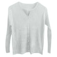 thumbnail image 5 of AWZXDE Women's Round Neck Long Sleeve Fashion Thick Vertical Lines Button Front Slim Fit Minimalist Fashion Knit Cardigan Sweater White,M, 5 of 5