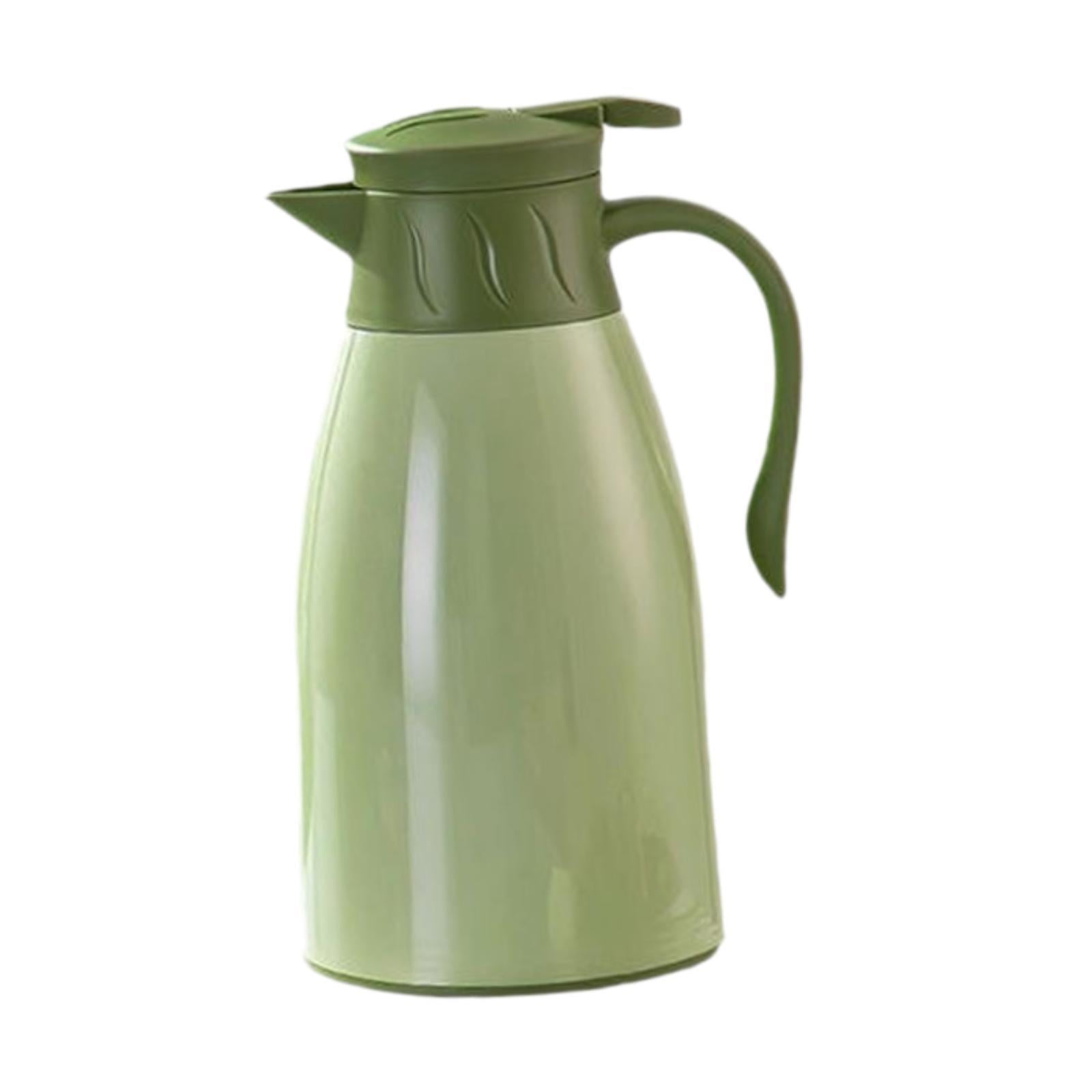 Fiocias Vacuum Insulated Pitcher Water Jug Portable Fashion Portable with Lid No Leakage Green