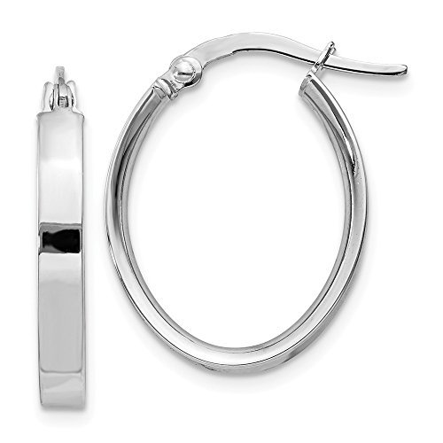 Earring Hoop 14K White Gold 3 MM Oval Flat Hoop Earrings Walmart