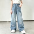 thumbnail image 2 of Edvintorg Jeans for Girls 2-13 Cute Printed Baggy High Waisted Wide Leg Denim Pants with Pockets Kids Clothes Girls Streetwear, 2 of 7