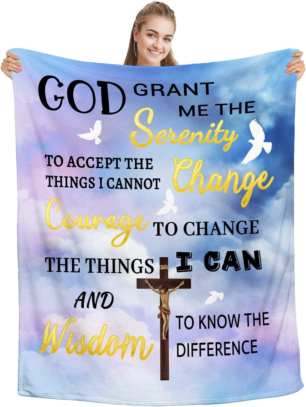 Prayer Blanket for Healing, Serenity Prayer Gifts for Women Men