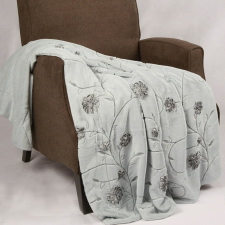 - BOON Ribbon Embroidered Faux Fur Throw Blanket