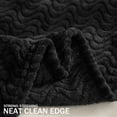 thumbnail image 4 of Exclusivo Mezcla Large Flannel Fleece Throw Blanket, Jacquard Weave Wave Pattern Blanket (50" x 70", Black), 4 of 9