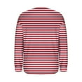 thumbnail image 3 of Womens Long Sleeve Henley Shirts Curved Hem Casual Striped Tunic Tops with Pocket Fall Winter Trendy Clothes, L Red, 3 of 7