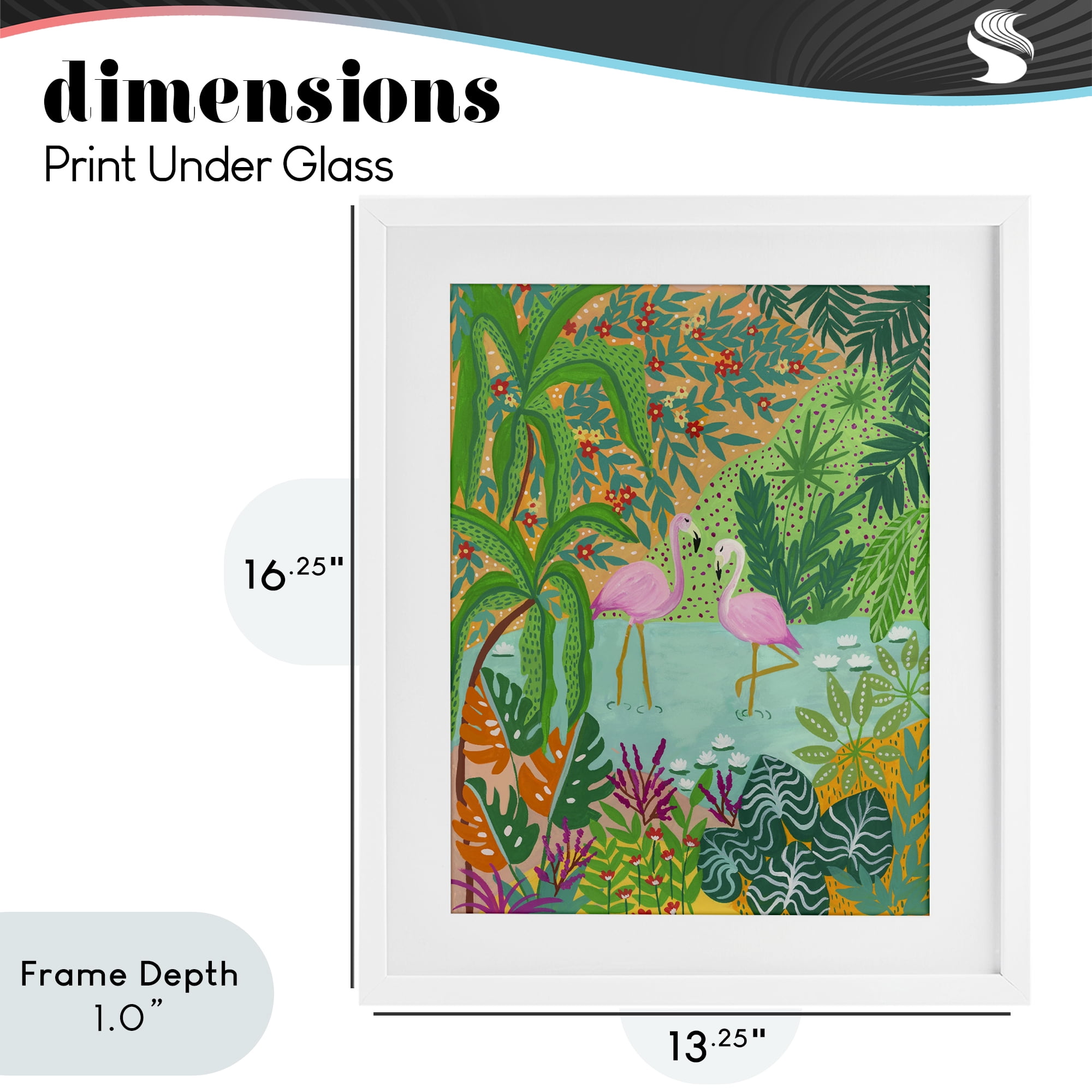 Stupell Industries Flamingos in Dotted Pond White Framed Print Under Glass, design by Nabeela Rumi